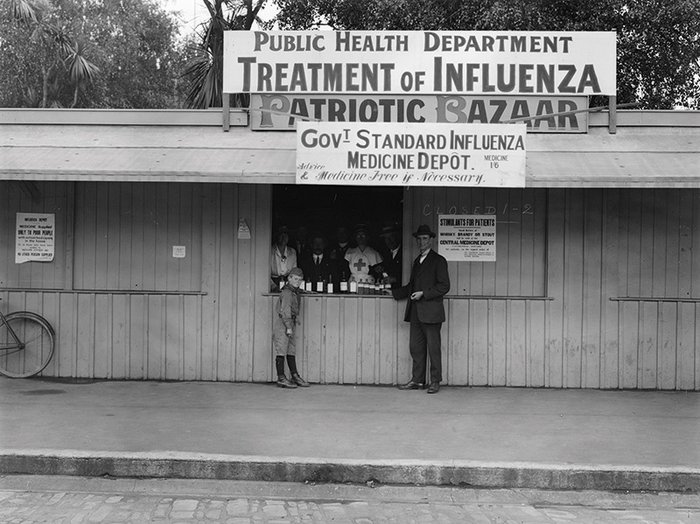 New Zealand Influenza medicine depot 1918 Credit Alexander Turnbull Library