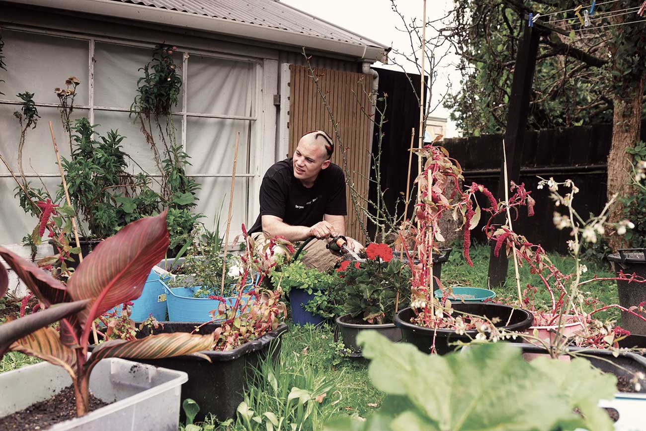 Avid gardener Ashley Sutton-Davis at work in a garden