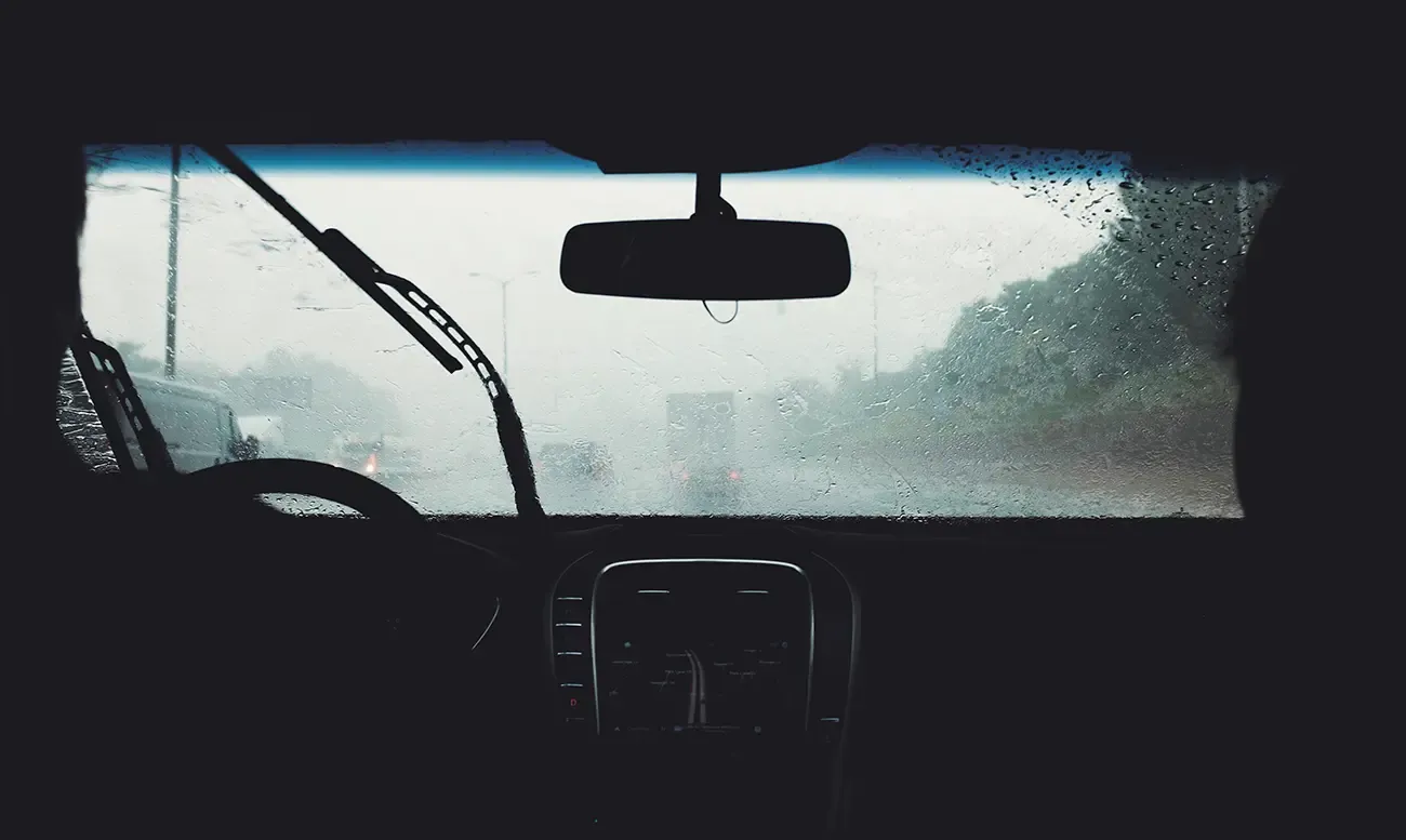Driving in heavy rain