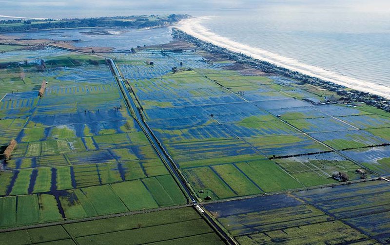 Flooded fields near the sea