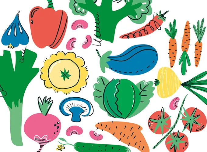 Illustration of a variety of vegetables