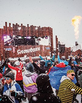 Group of people celebrating at Snowboxx music festival