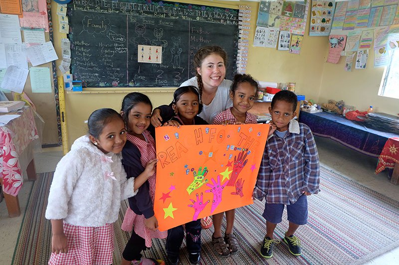 Olivia Gray volunteering in a school in Fiji