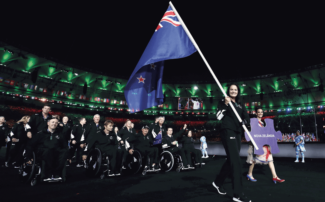 Paula Tesoriero walking the NZ flag