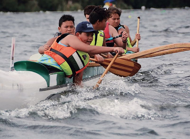 Rangatahi participating in waka ama