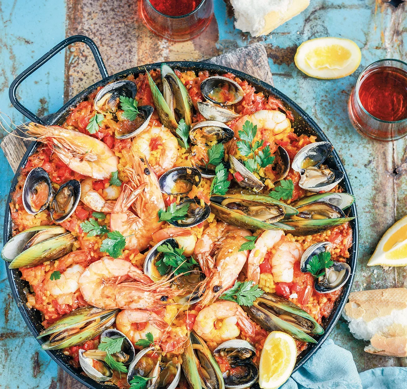 Seafood paella recipe dish