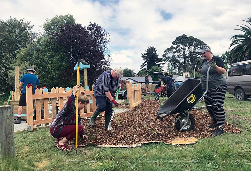 The Green Lab planting a green space