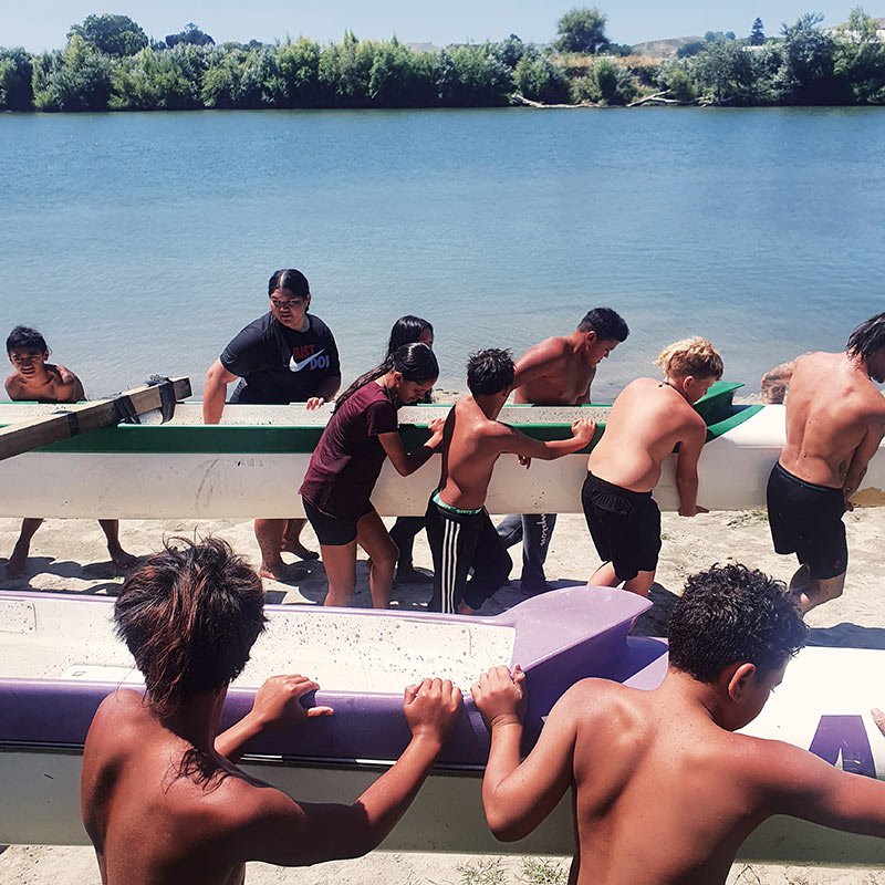 Young people leading waka ama