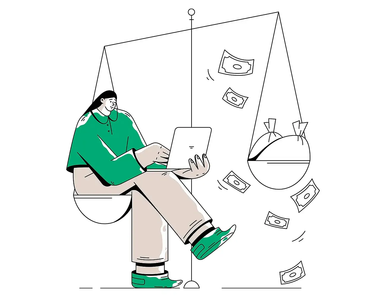 illustration of someone on a money scales and computer.webp